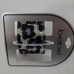 Bebe Multilayer Sparkling Rhinestone Leopard Cuff Bracelet
